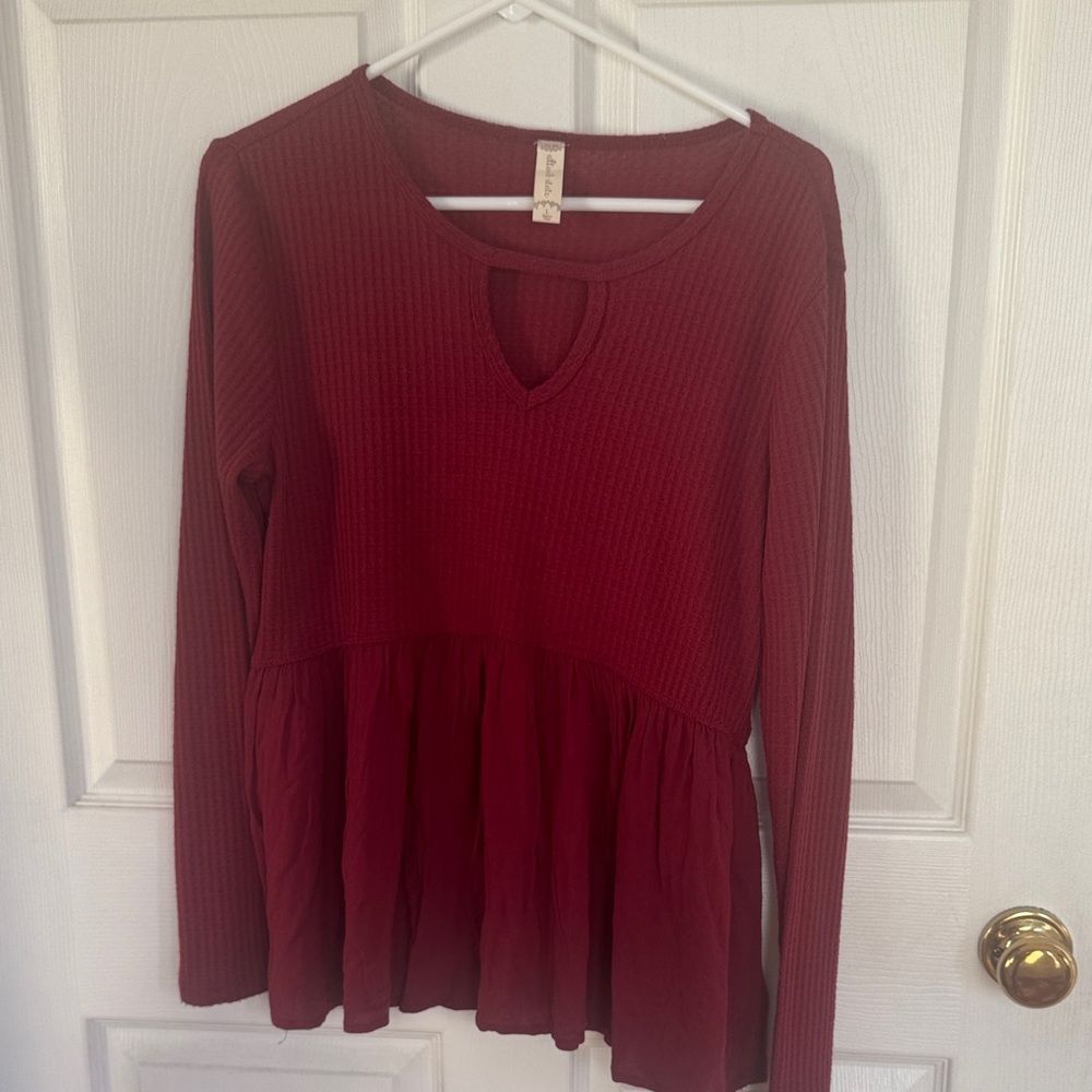 Altar'd State Burgundy Long Sleeve Top